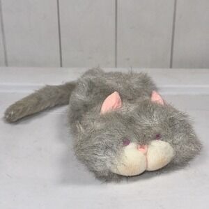 VTG 1980 Wallace Berrie 80s Retro Gray Kitten Blushing Kitty Cat 5" Kitsch Plush
